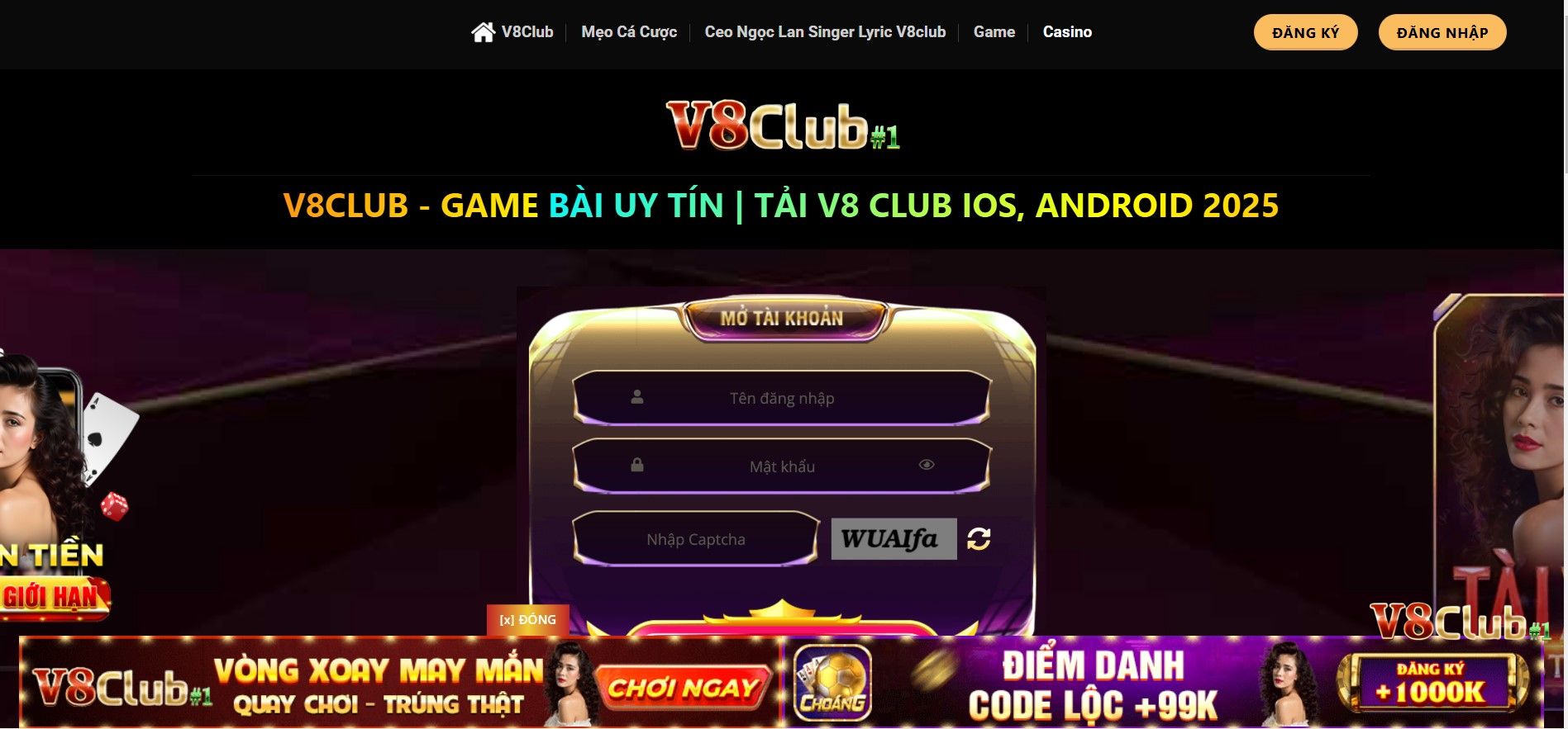 Đăng ký tài khoản tại V8club