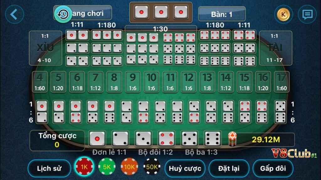Hướng dẫn cách chơi Tài Xỉu trong casino tại V8club