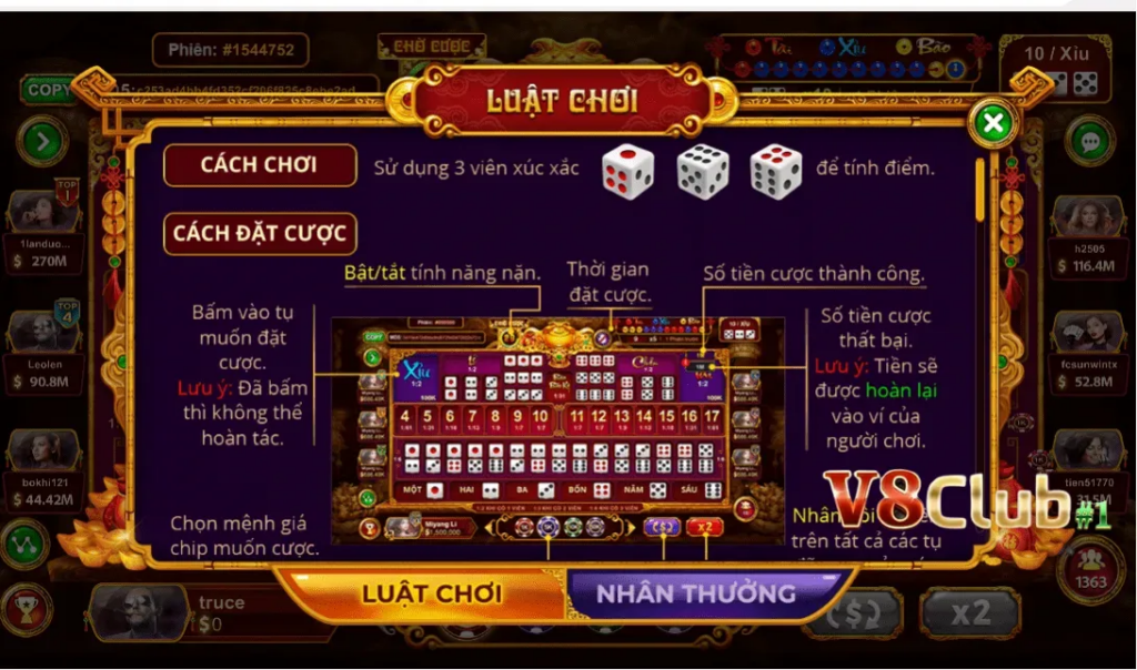 Sicbo Tài Phú vẫn tuân theo nguyên tắc cơ bản của tài xỉu
