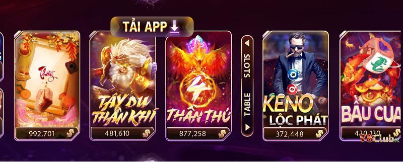 V8Club cung cấp nhiều tựa game quay hũ hot